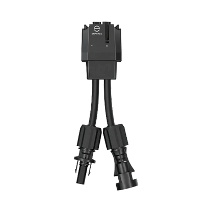 Product Image of Q-DCC-5: A black Enphase replacement DC adapter for Amphenol UTX connectors on a white background.