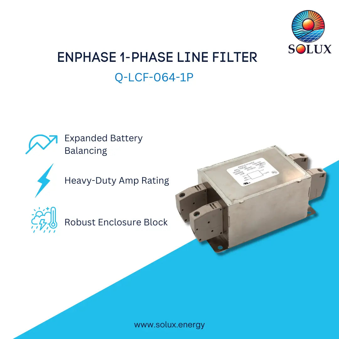 Improve Enphase microinverter performance with this 1-phase line filter. Reduces noise for optimal energy production.