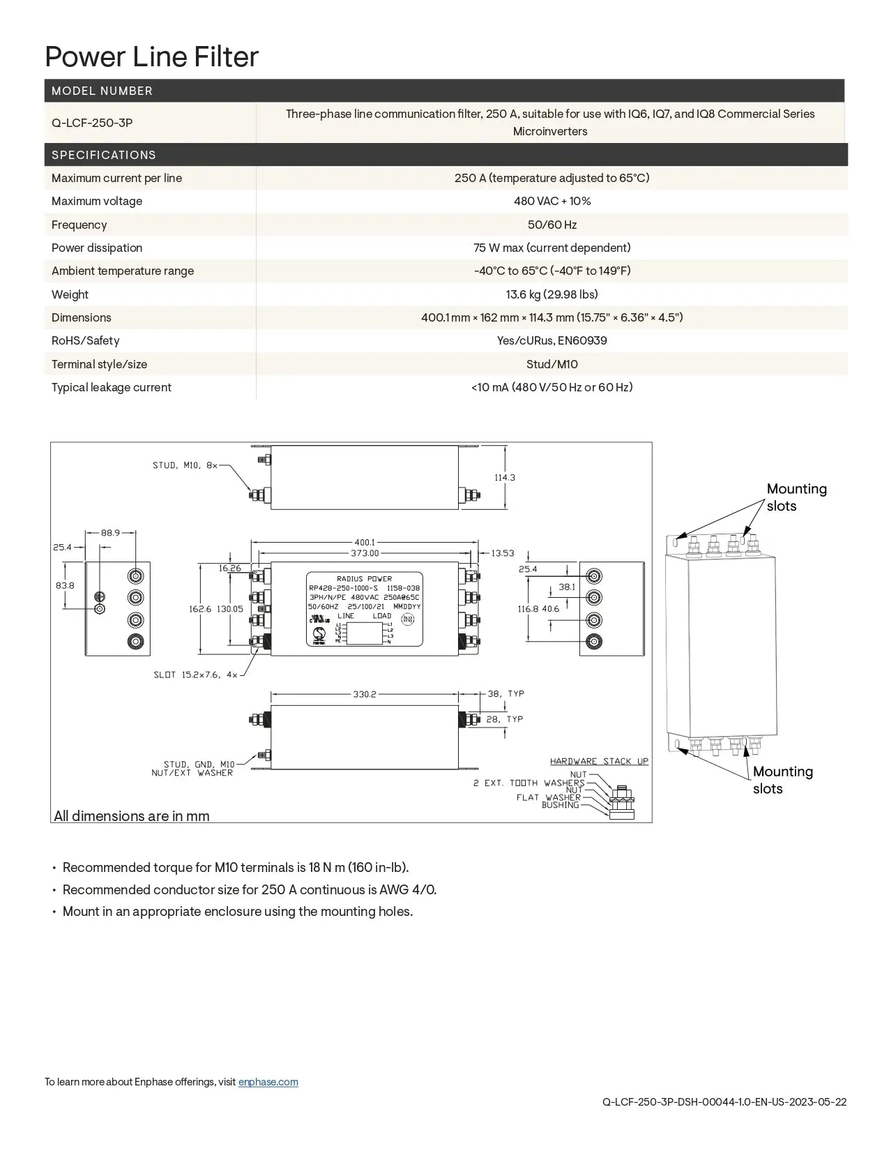 Q-LCF-250-3P line filter