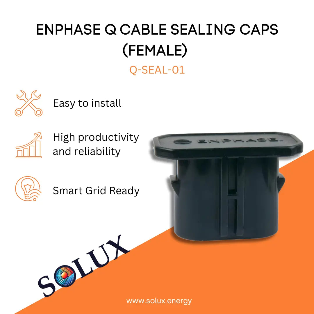 Enphase Cap Seal (Female) Q-SEAL-01 graphic: Easy to install, high reliability, and Smart Grid Ready sealing cap.