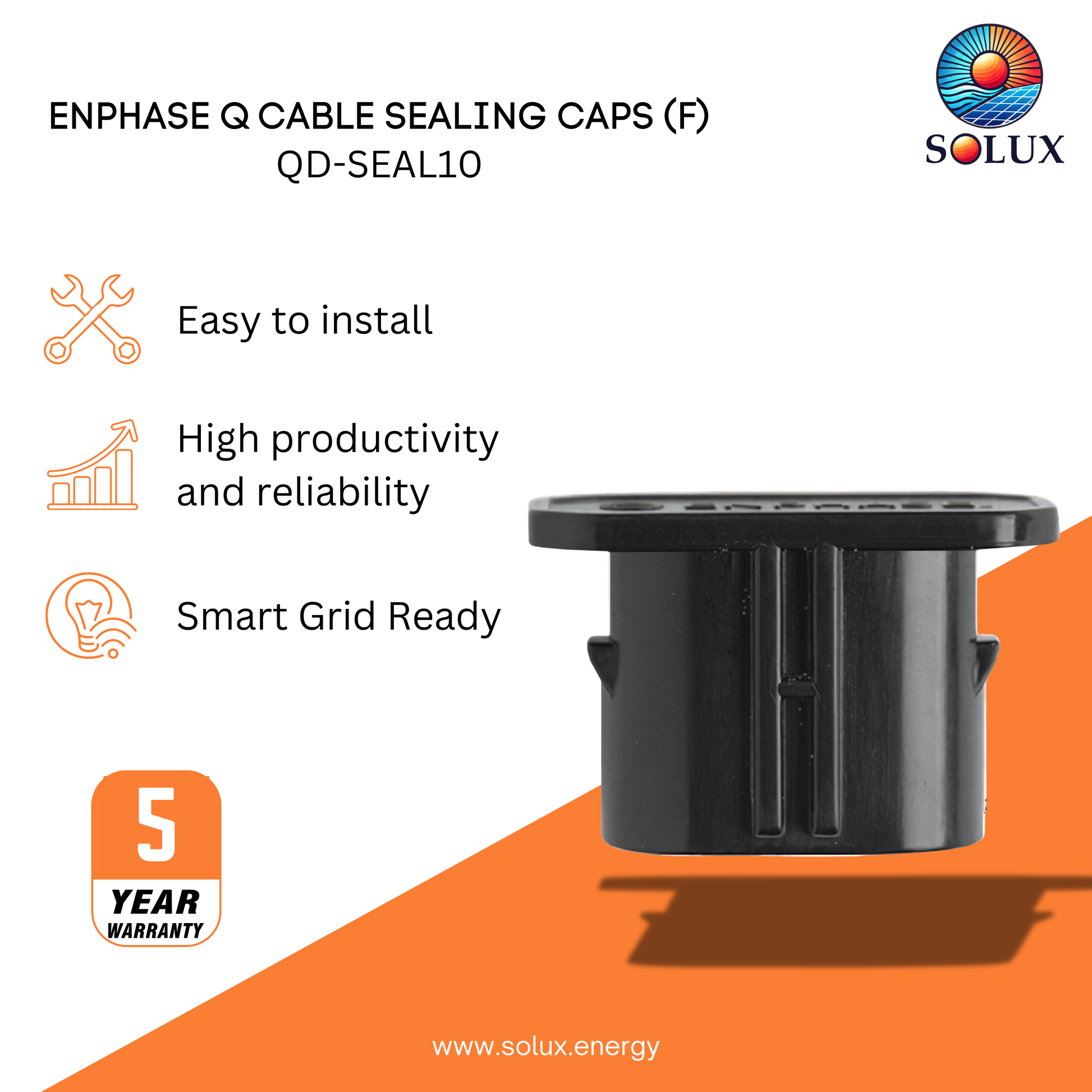 Enphase Q Cable Sealing Caps (Female) for protecting unused Q Cable connectors.