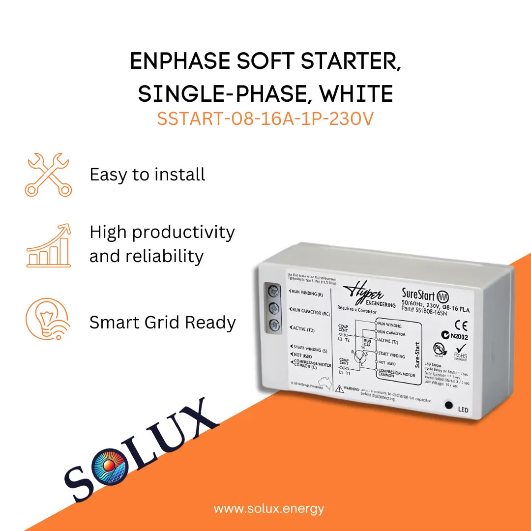 Enphase Single Phase Soft Start, SSTART-08-16A-1P-230V: Easy to install, reliable, and Smart Grid Ready.