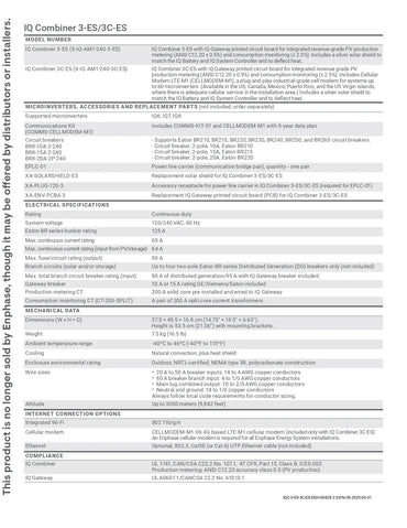 X-IQ-AM1-240-3C-ES enphase iq envoy combiner box datasheet detailing electrical specs and integrated monitoring.