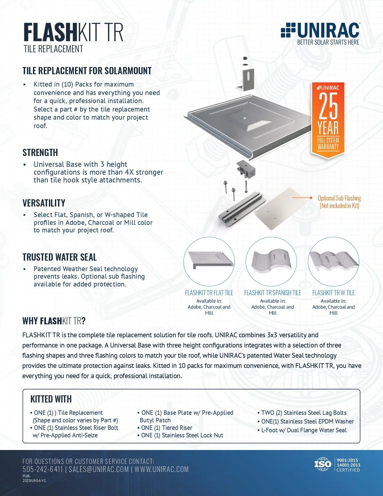 Unirac FLASHKIT TR TILE (Sold Individually, Pkg Qty 10)