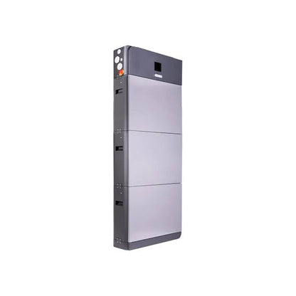 A tall, rectangular portable power station with a metallic silver body and dark gray top and side panels, shown on a plain white background.