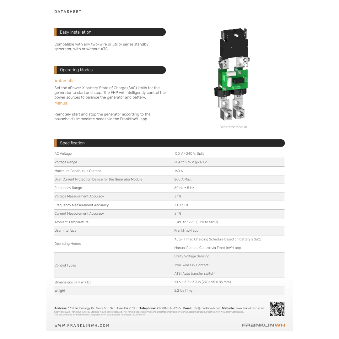 FWH-ACCY-GENV1-US franklin generator