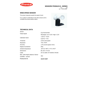 4204110027 wind speed monitor