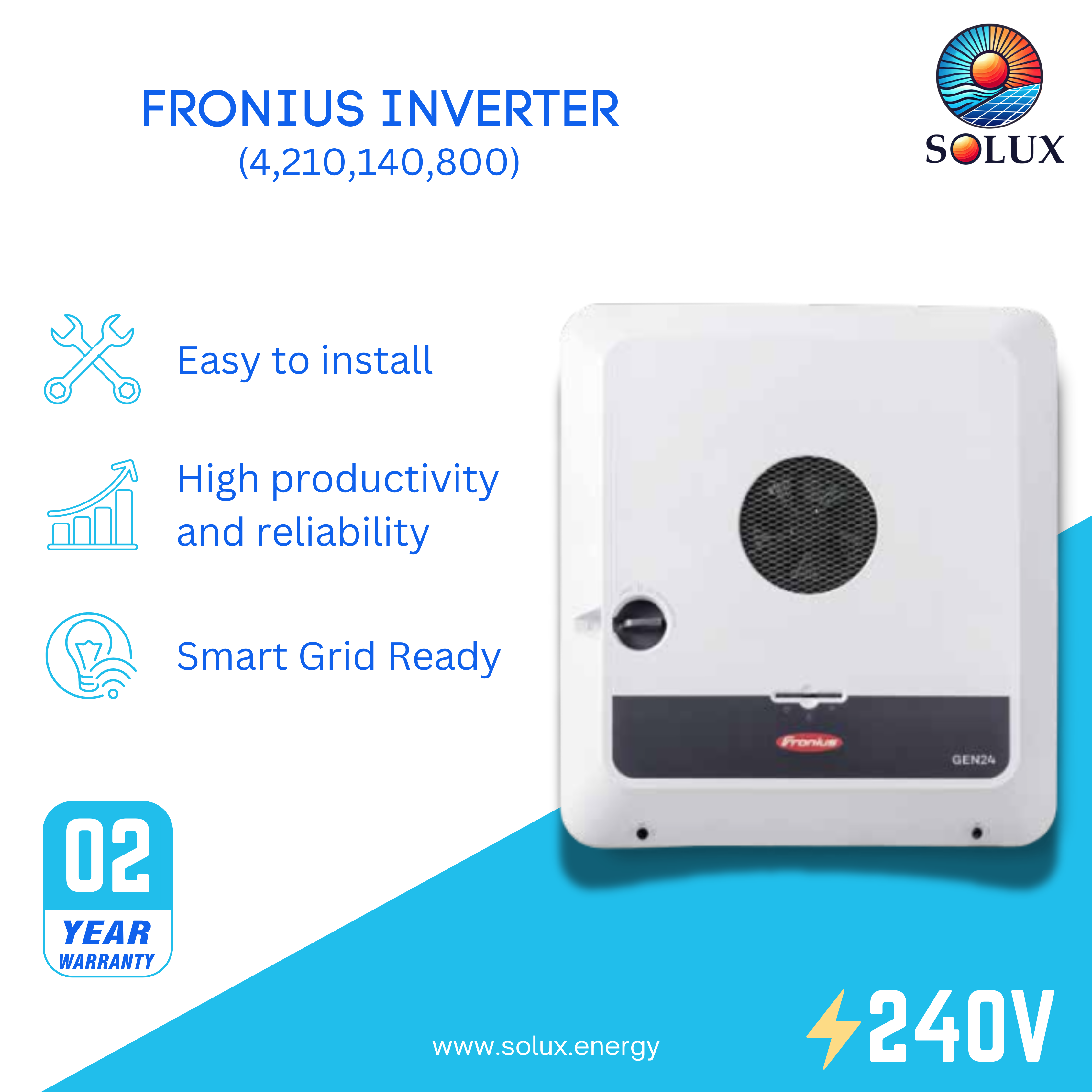 Fronius GEN24 3.8kW single-phase inverter for residential solar power systems.