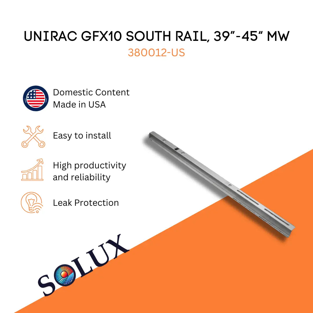 This is an image of Unirac GFX10 South Rail Domestic Solution 39”-45“ MW