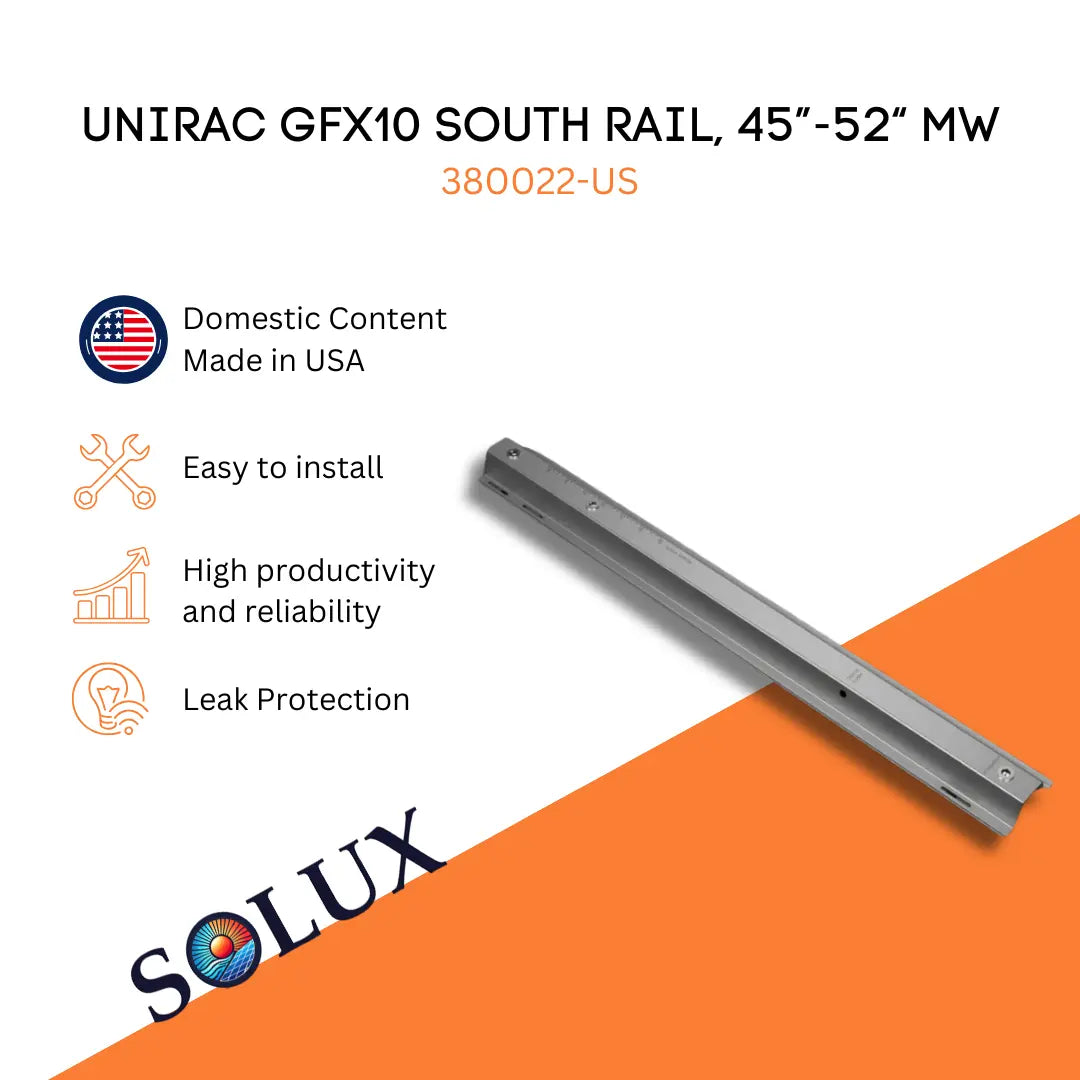 This is an image of Unirac GFX10 South Rail Domestic Solution 45"-52" MW