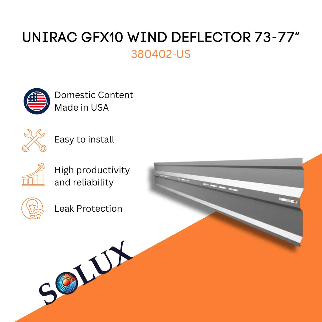 This is an image of Unirac GFX10 Wind Deflector 73 to 77" Domestic Solution
