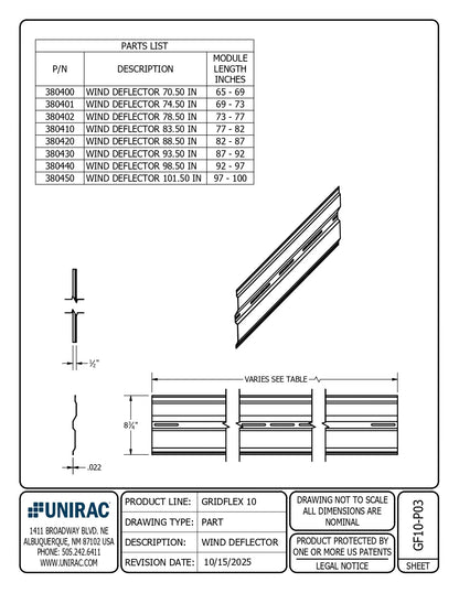Unirac RM GRIDFLEX DEFLECTOR  (Sold Individually, Pkg Qty 5)