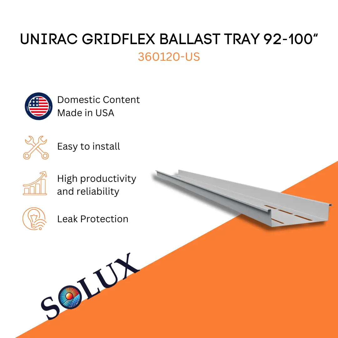 This is an image of Unirac GridFlex Ballast Tray 92 - 100 inches, Domestic Solution