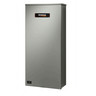 A tall, rectangular Generac metal appliance or equipment cabinet in brushed silver, shown at a slight angle on a plain white background.