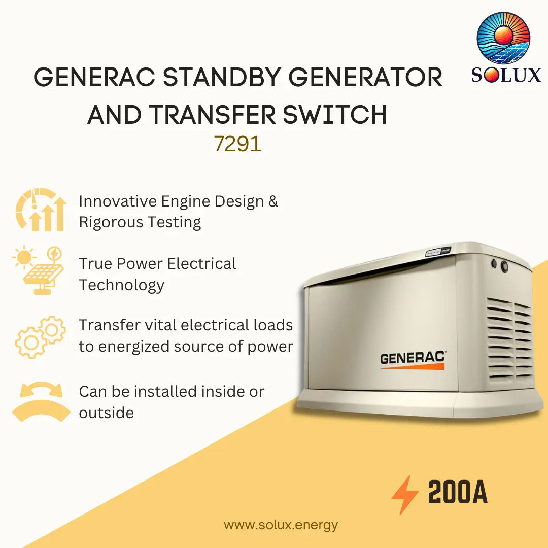 Generac 7291 26/22.5 kW Standby Generator and 200A Automatic Transfer Switch
