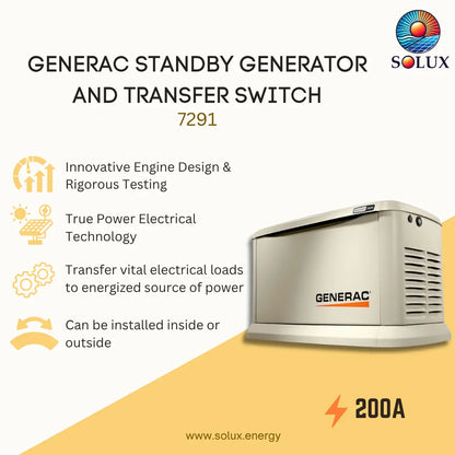 Generac 7291 26/22.5 kW Standby Generator and 200A Automatic Transfer Switch