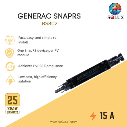 Generac RS802 SnapRS Gen2 RS802 Inline PV Disconnect for NEC 2017