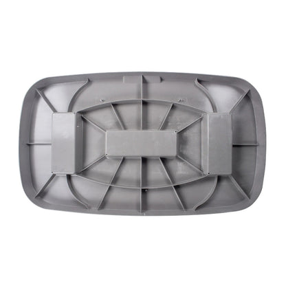 Gray plastic tray with a central rectangular section on a white background