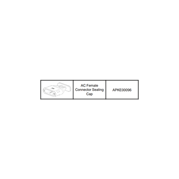 A technical line drawing on a white background showing an AC Female Connector Sealing Cap, with the text 'AC Female Connector Sealing Cap' and part number 'APKE00096'.