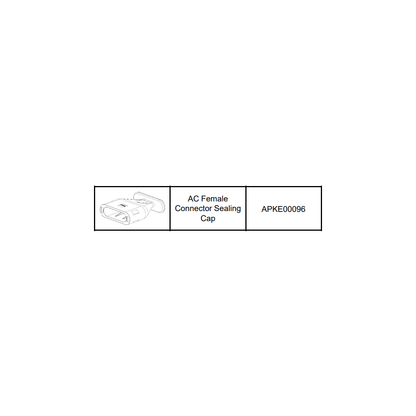 A technical line drawing on a white background showing an AC Female Connector Sealing Cap, with the text 'AC Female Connector Sealing Cap' and part number 'APKE00096'.