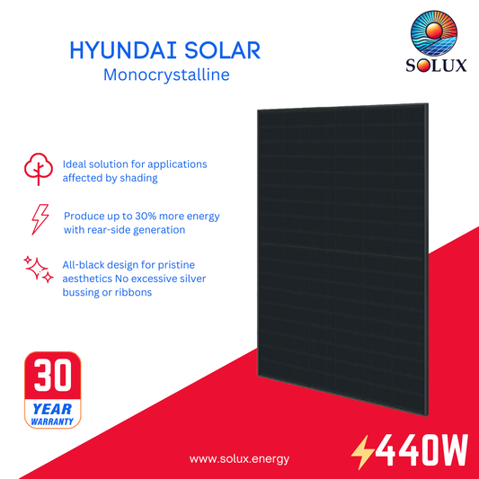 Hyundai HIN-T440NF(BK) 440Watt 108 Half-Cell Black on Black Monocrystalline Solar Panel