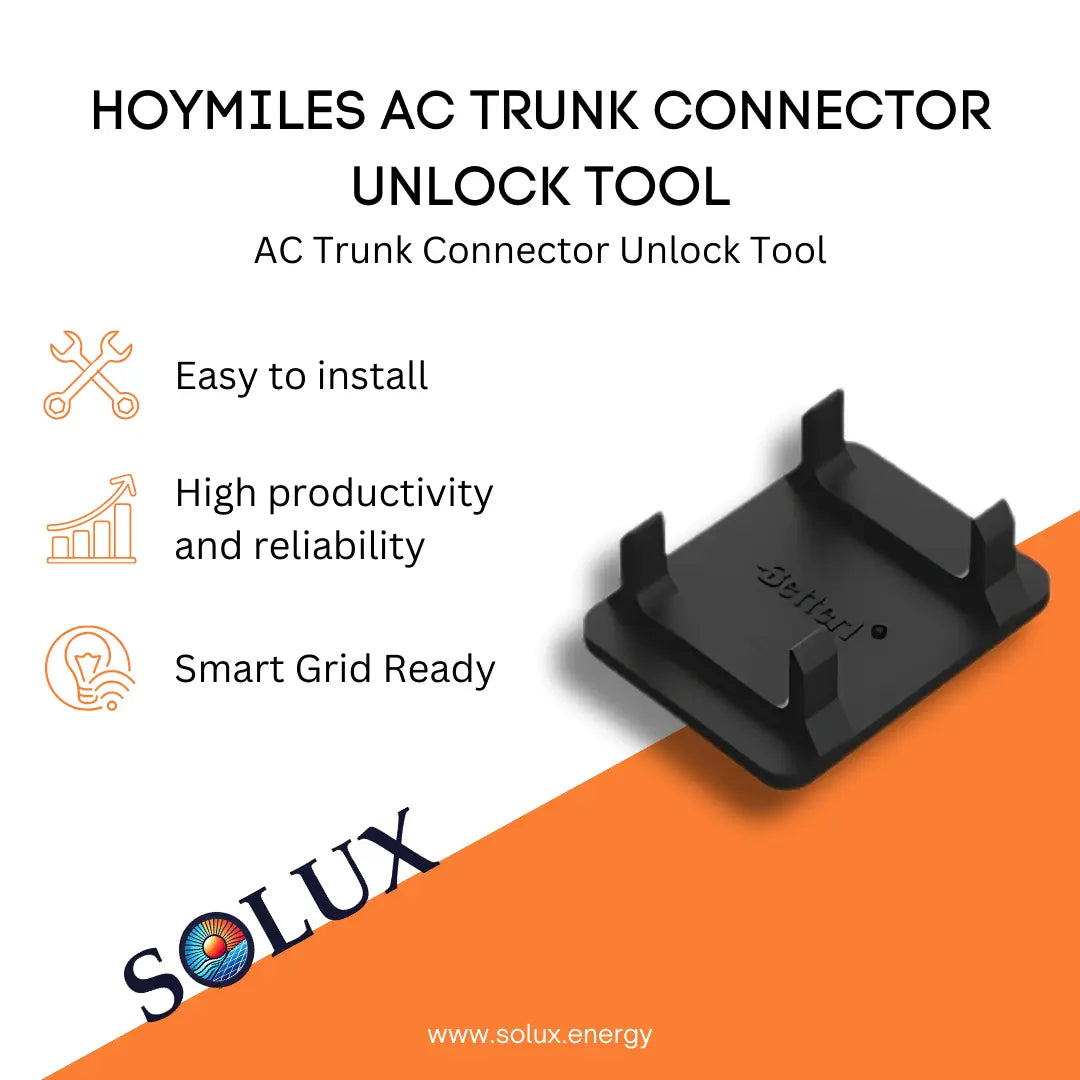 HOYMILES AC Trunk Connector Unlock Tool with Solux branding on a white and orange background