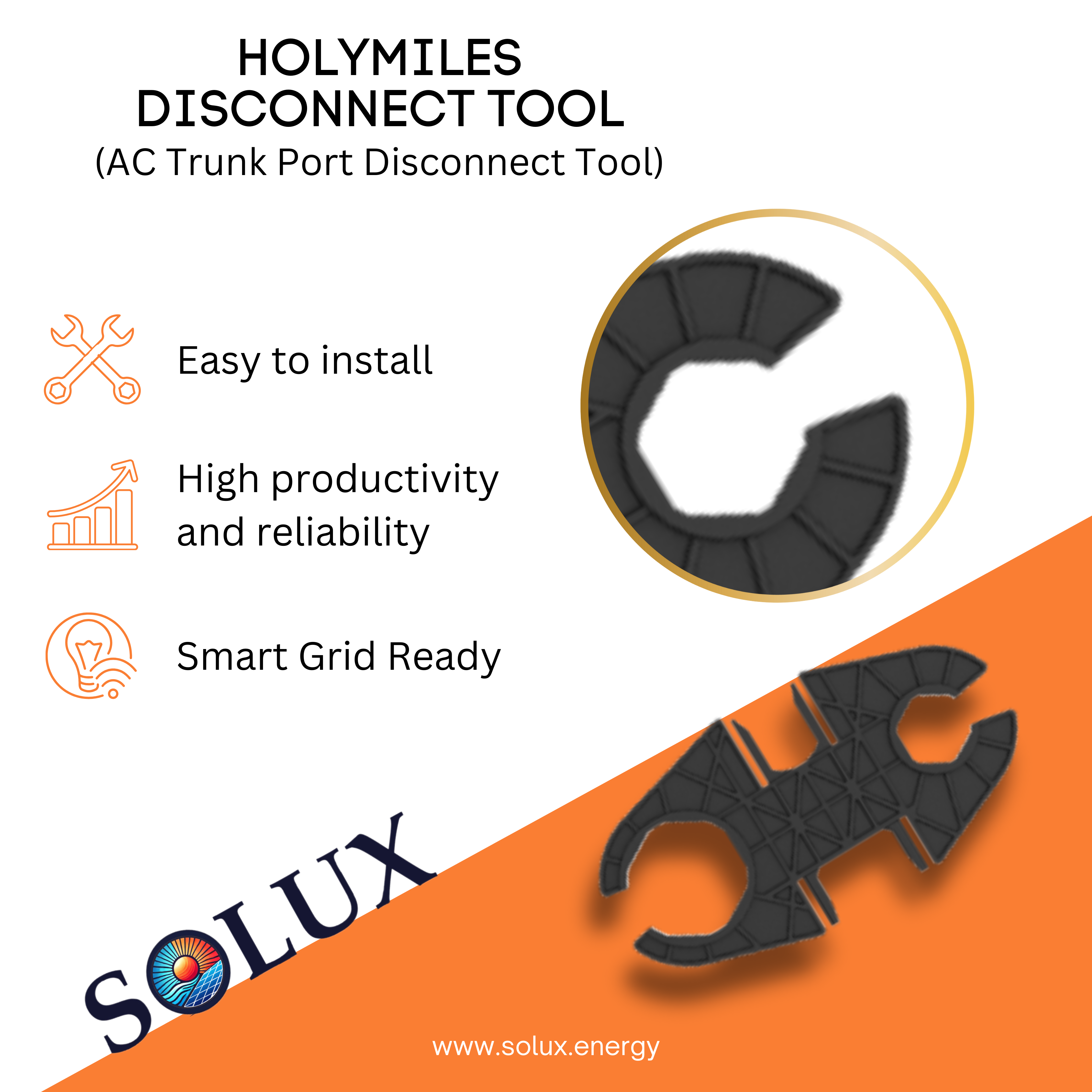 Safely disconnect AC trunk cables from your Hoymiles microinverters with the hoymiles ac trunk port disconnect tool.