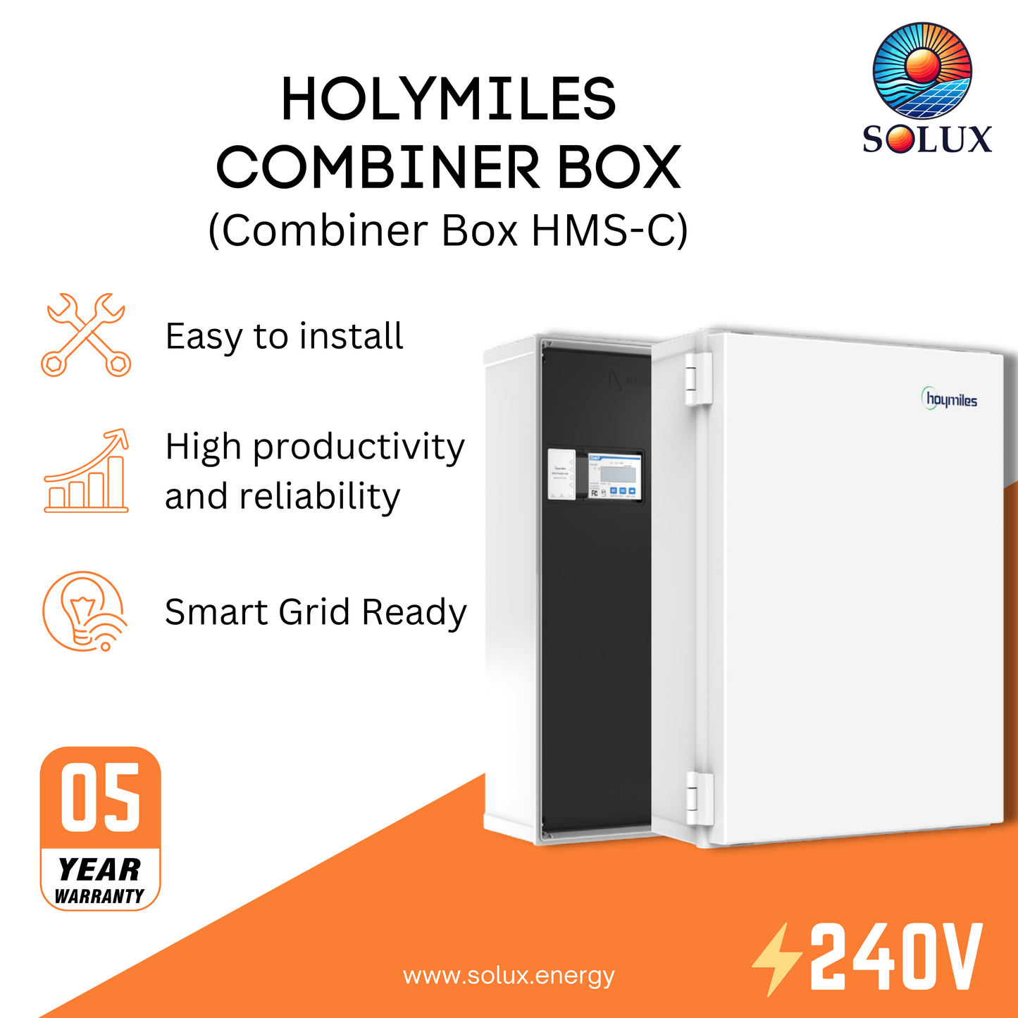 Hoymiles Combiner Box with 5-year cellular connectivity for remote monitoring.