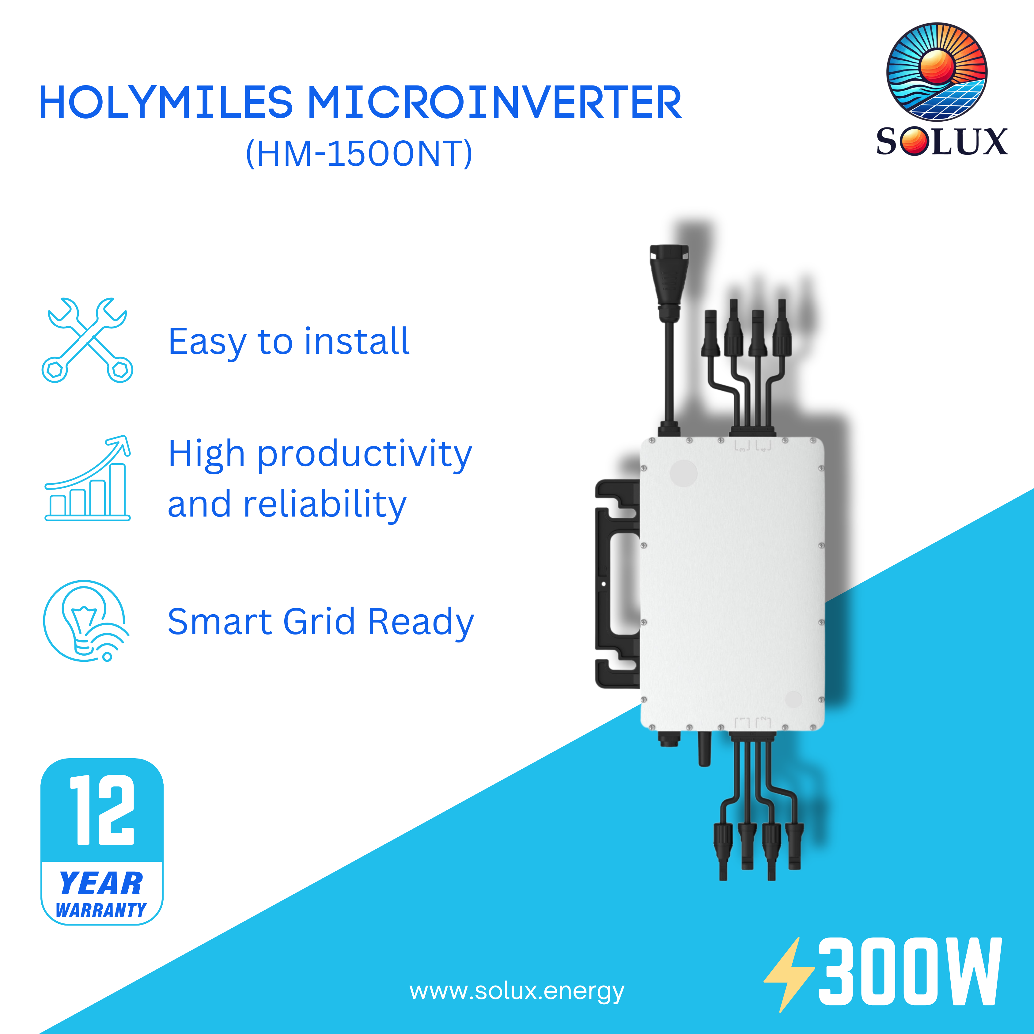 Maximize solar energy harvest with the Hoymiles HM-NT 1500T microinverter.