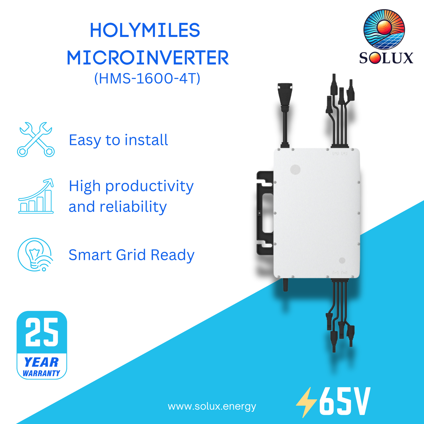 Maximize energy production from your high-power solar panels with the Hoymiles HMS 1600-4T microinverter.