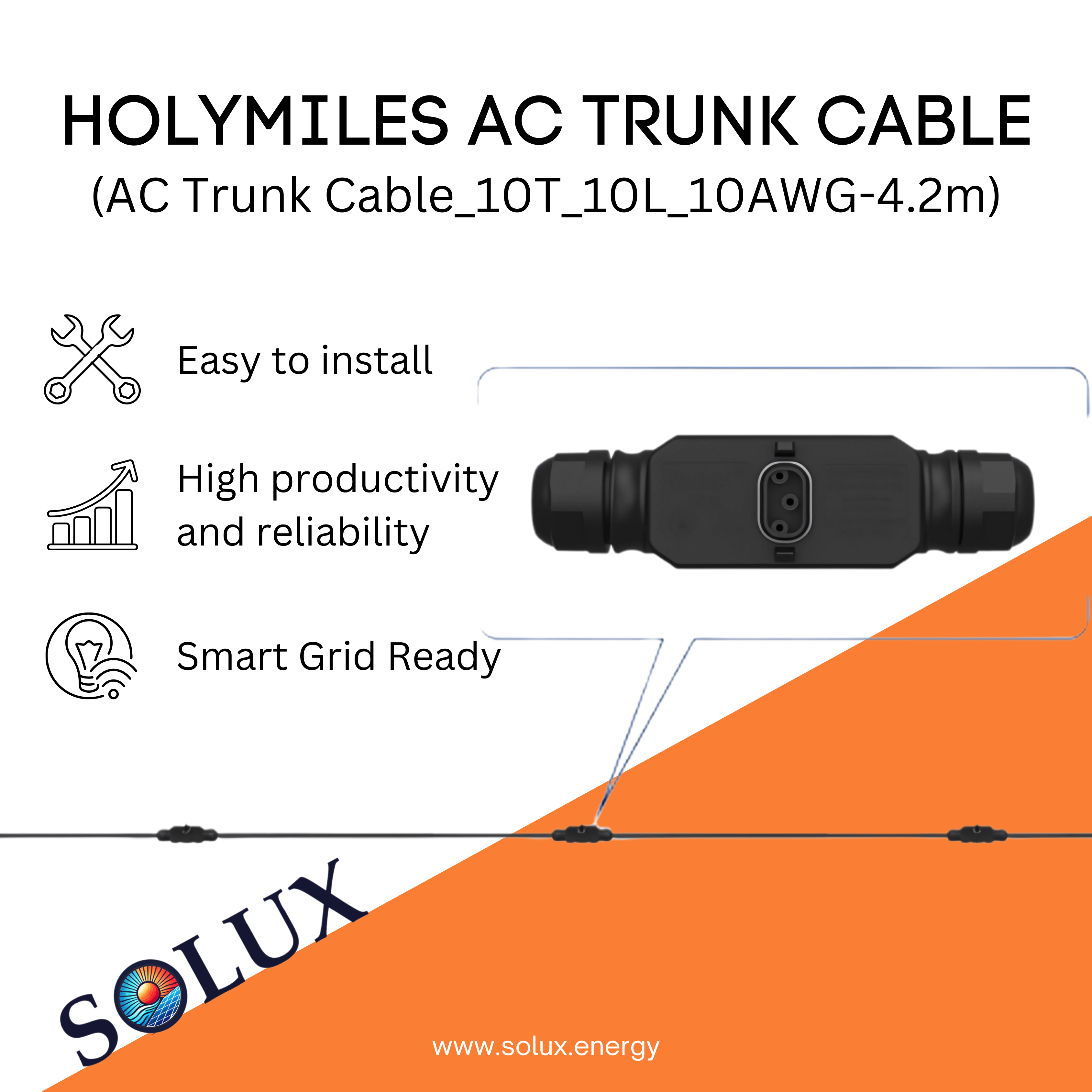 Hoymiles AC Trunk 4.2M 10 AWG Cable – Solux, LLC