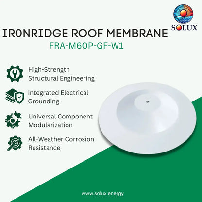 IronRidge Flat Roof Attachment, Membrane, 60 mil, PVC, GAF, White