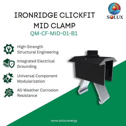 IronRidge QM-CF-MID-01-B1 ClickFit Mid Clamp - Black