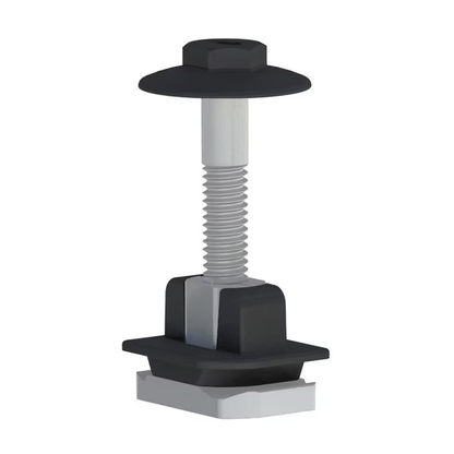 IronRidge  AE-USMID-01-B1-US A gray and black metal hardware component, resembling a threaded bolt or mounting bracket with a flat top cap and square base, shown on a plain white background.