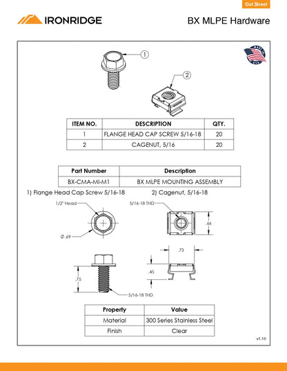 BX-CMA-MI-M1 solar panel components