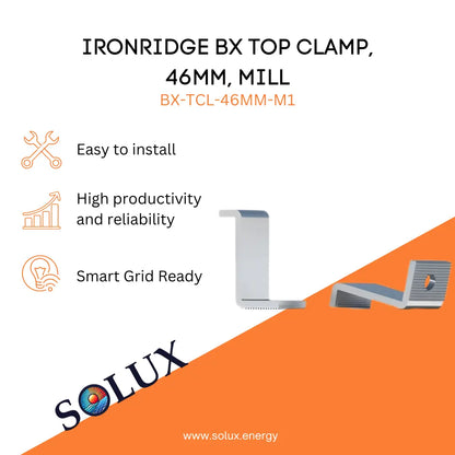 This is an image of Top Clamp - Ironridge 46mm, BX Top Clamp, Mill