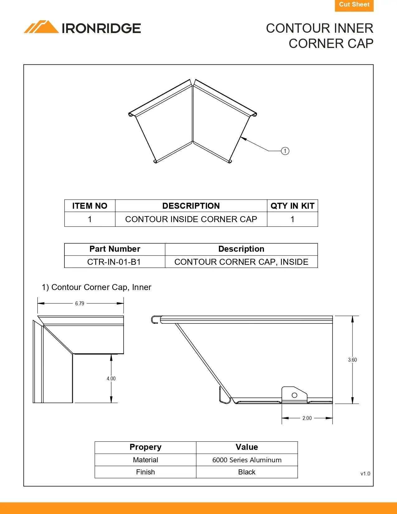 CTR-IN-01-B1 corner cap trim