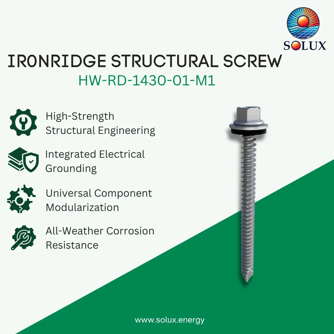 A graphic and promotional image of IronRidge HUG structural screw