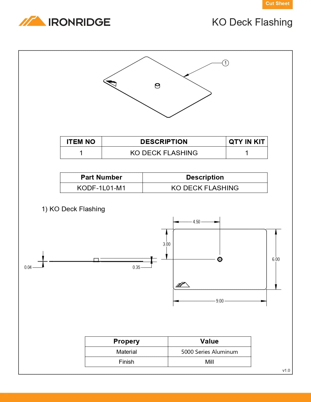 KODF-1L01-M1 flashing for roof tiles