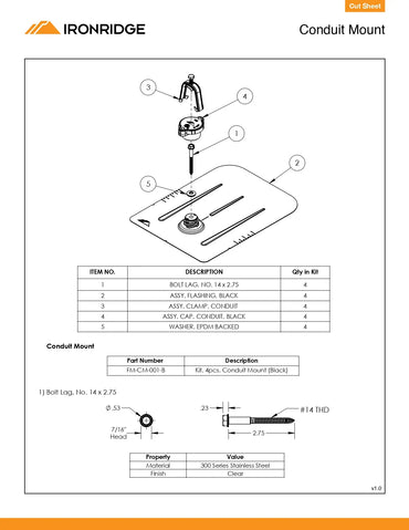 FM-CM-001-B ironridge conduit mount flashing