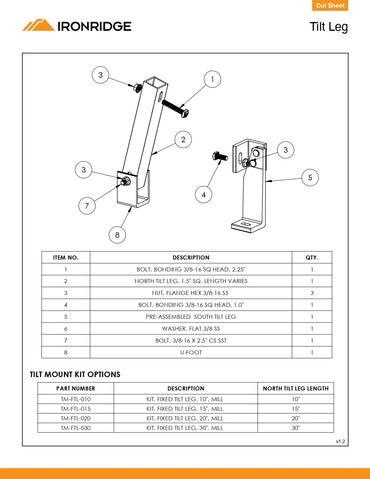 TM-FTL-030 flat roof solar panel mounting kit
