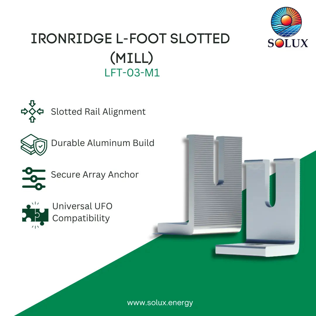 This is an image of Ironridge Slotted L Foot (Mill) in SKU# LFT-03-M1