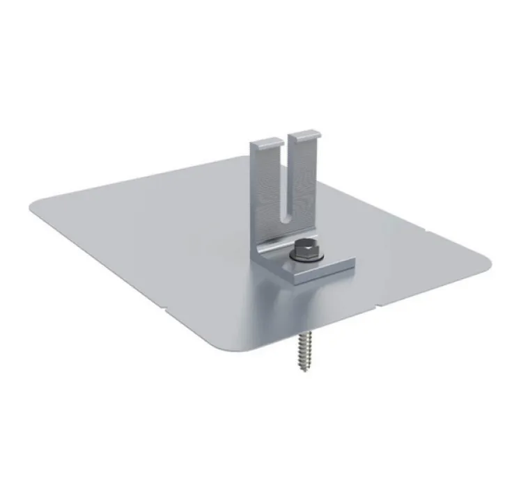 A square metal mounting plate with a central bracket and a visible screw through a bolt, shown on a plain white background.