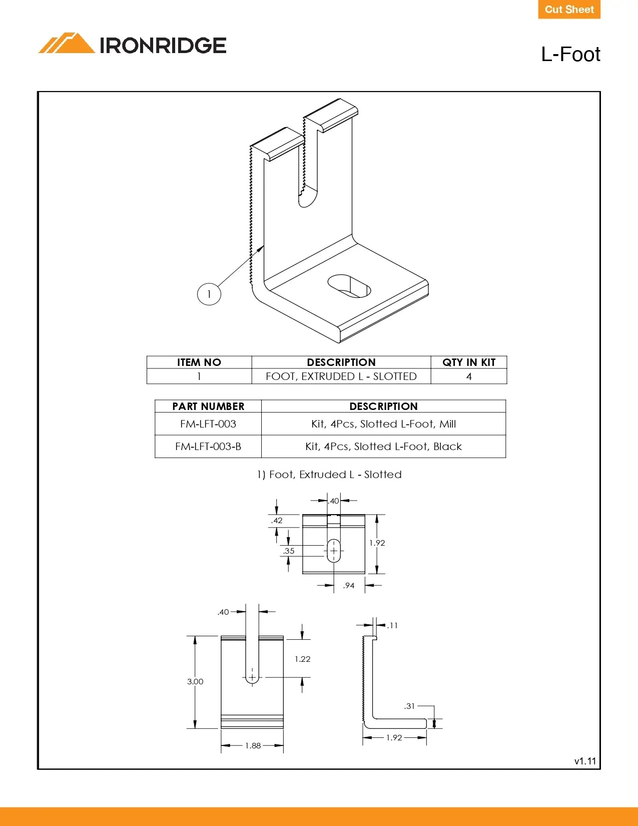 LFT-03-B1 aluminum black finish