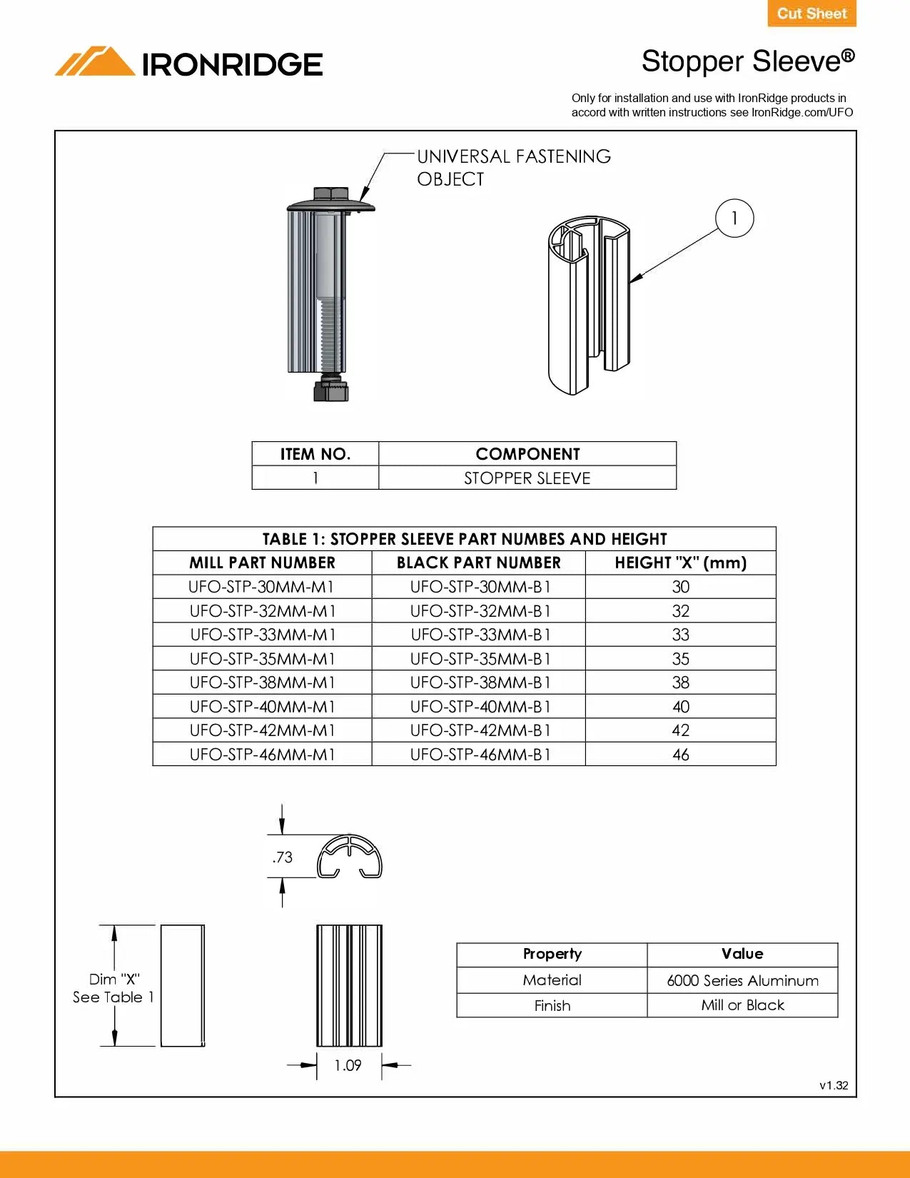 UFO-STP-32MM-M1 ; UFO-STP-32MM-B1 ; UFO-STP-33MM-M1 ; UFO-STP-35MM-M1