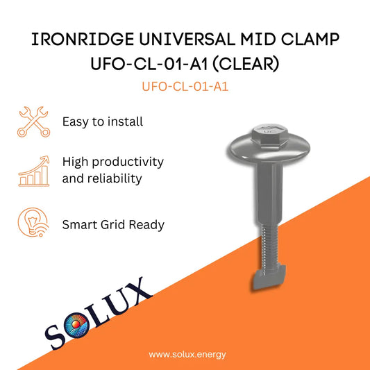 This is an image of Solar Mid Clamp - Ironridge Universal Clamp, Clear