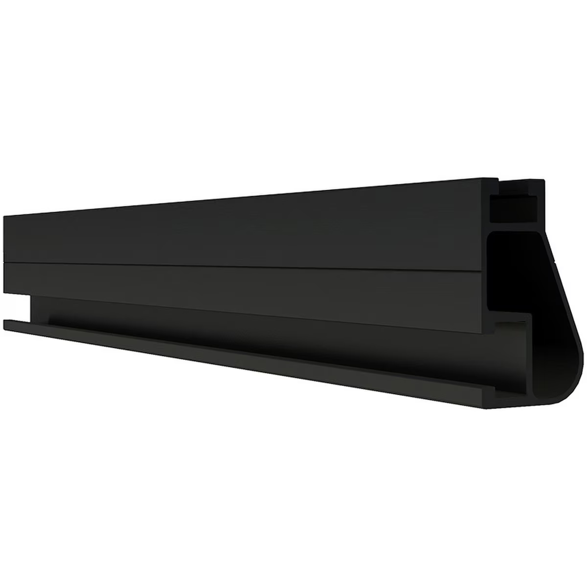 IronRidge XR-10 Finished Rail 168" Black (XR-10-168B) shown from a side profile, highlighting the sleek, low-profile aerodynamic design of the 14ft mounting beam.