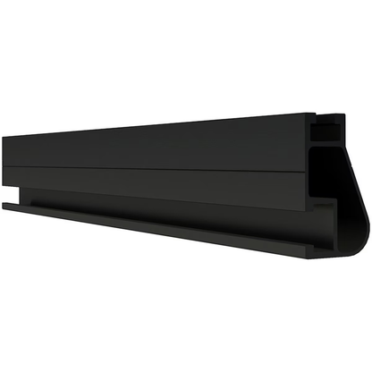 IronRidge XR-10 Finished Rail 168" Black (XR-10-168B) shown from a side profile, highlighting the sleek, low-profile aerodynamic design of the 14ft mounting beam.