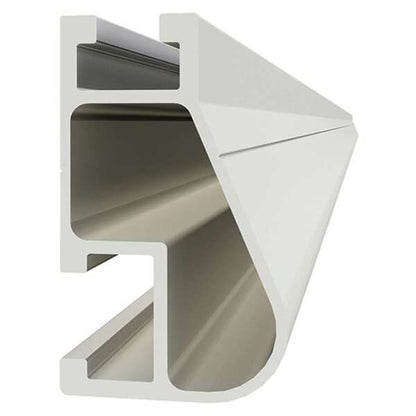 A mill aluminum profile or channel section with a triangular flange, shown in a 3D isometric view on a solid white background.
