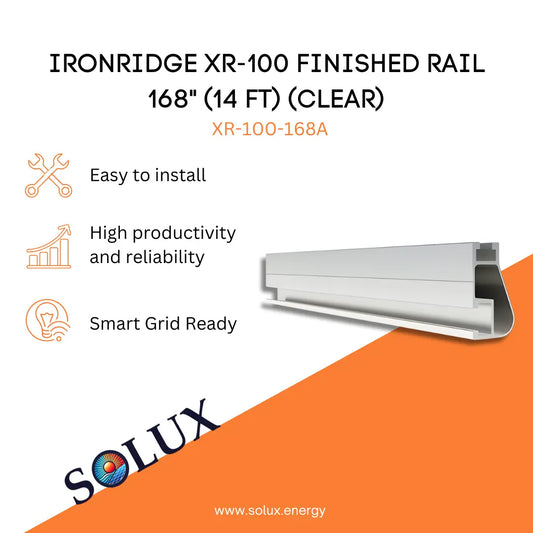 This is an image of Ironridge XR100 Rails Finished Rail 168" (14ft) CLEAR